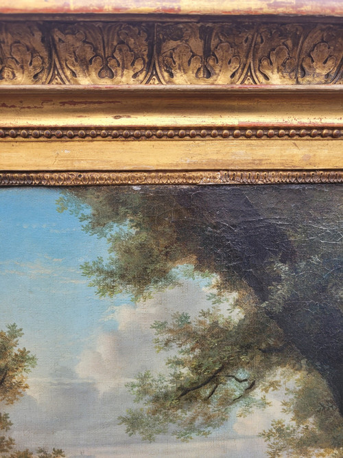 Picnic di campagna, con cornice, inizi del XIX secolo