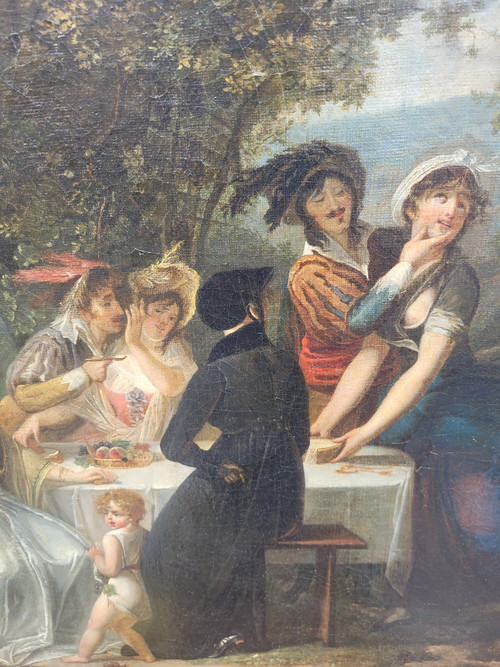 Picnic di campagna, con cornice, inizi del XIX secolo