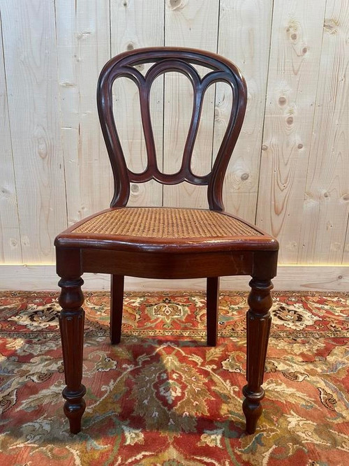 Suite de 4 chaises Louis Philippe cannées 