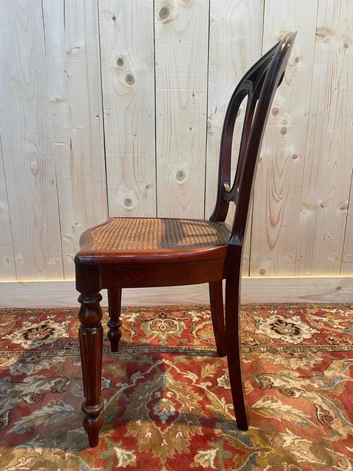 Suite de 4 chaises Louis Philippe cannées 