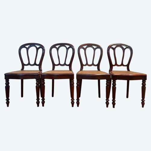 Suite de 4 chaises Louis Philippe cannées 