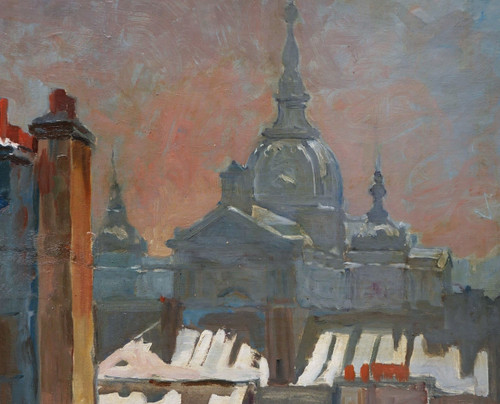 H. Prunet, Versailles, Saint-Louis Cathedral Under The Snow