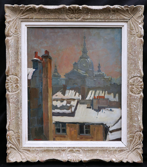 H. Prunet, Versailles, Saint-Louis Cathedral Under The Snow