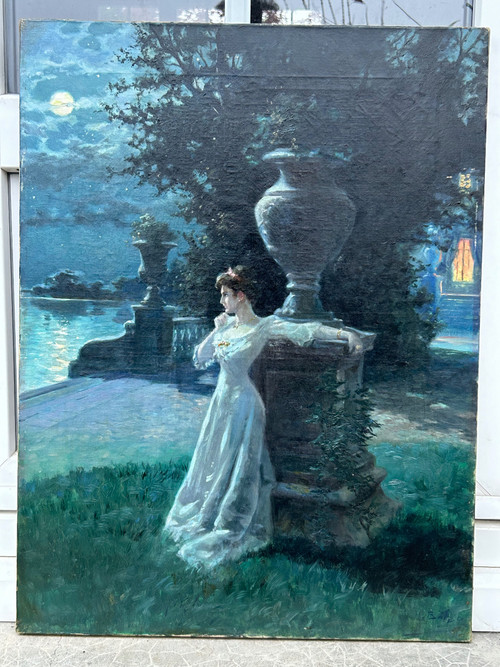 Marie Marguerite Barco (1882-1965) Malinconia notturna Olio su tela Inizio XX secolo 