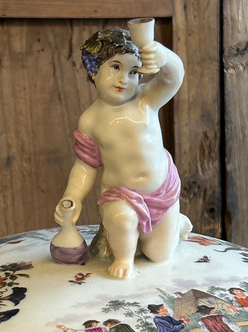 Covered Berlin Porcelain Tureen or Punch Bowl, 19th Century