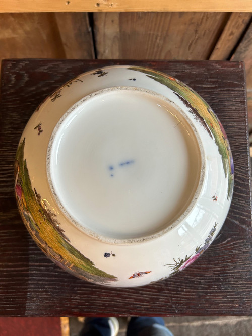 Covered Berlin Porcelain Tureen or Punch Bowl, 19th Century