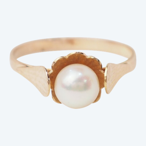 Anello in oro rosa e perla coltivata
