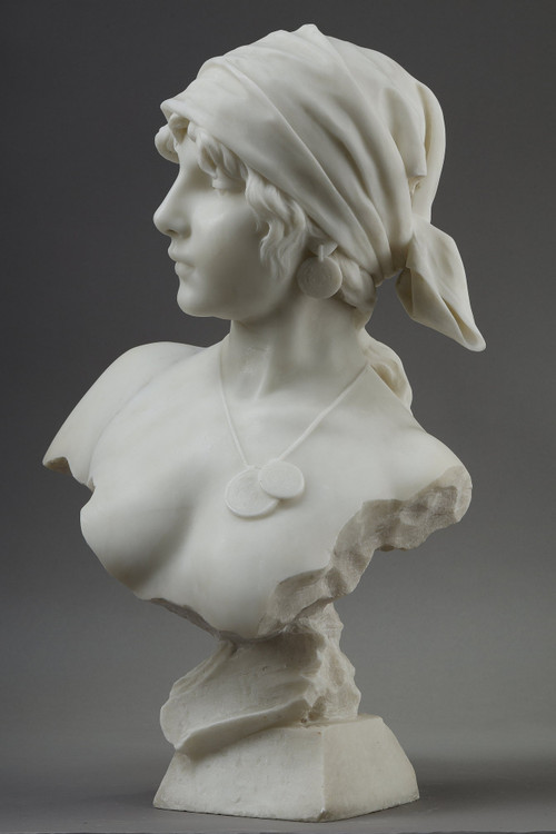 Busto in marmo della “Ragazza di Boemia” di Emmanuel Villanis