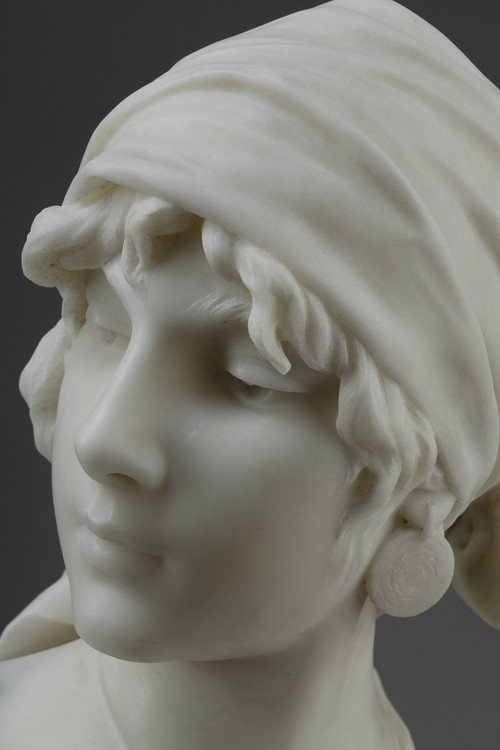 Busto in marmo della “Ragazza di Boemia” di Emmanuel Villanis