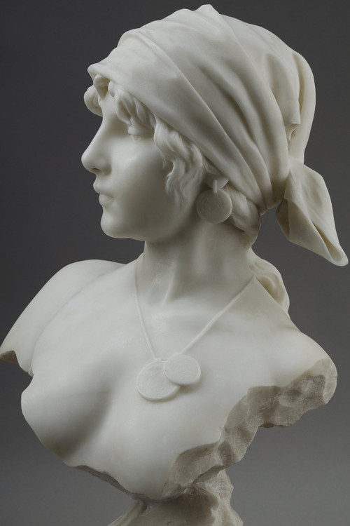 Busto in marmo della “Ragazza di Boemia” di Emmanuel Villanis