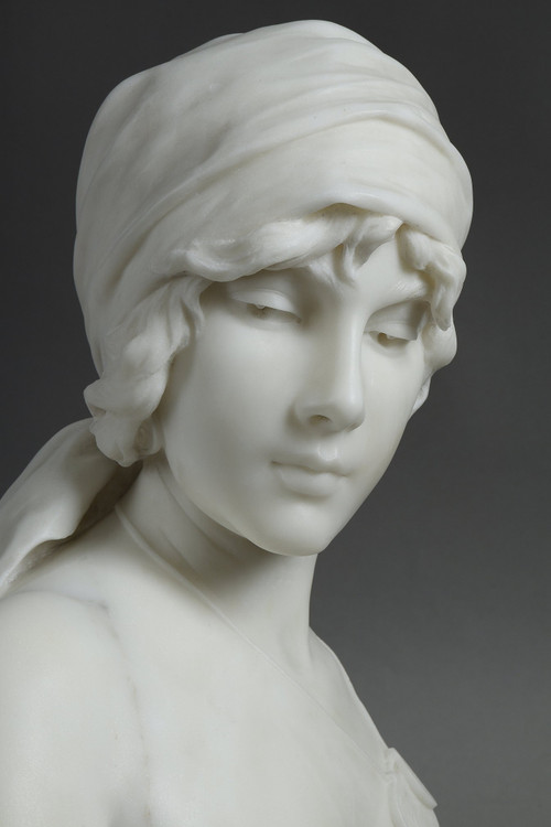 Busto in marmo della “Ragazza di Boemia” di Emmanuel Villanis