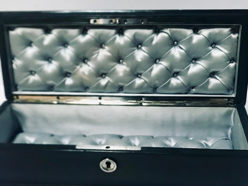 Coffret à bijoux gainé de cuir époque Napoléon III 