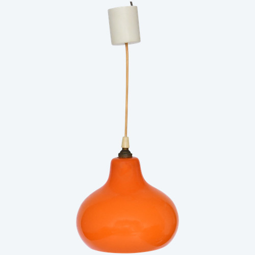 Orange opaline pendant light from the 1960s