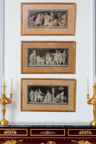 Suite de 5 Gravures figurant des scènes de l'antiquité d'après Moitte par Janinet.