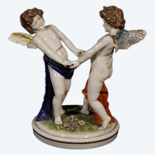 Paire d'anges porcelaine  Porcelaine de Saxe
