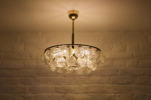 Lampadario da soffitto in ottone e cristallo “Snowball”