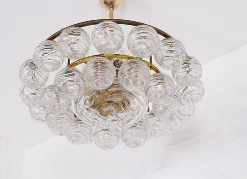 Lampadario da soffitto in ottone e cristallo “Snowball”