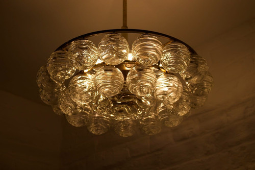 Lampadario da soffitto in ottone e cristallo “Snowball”