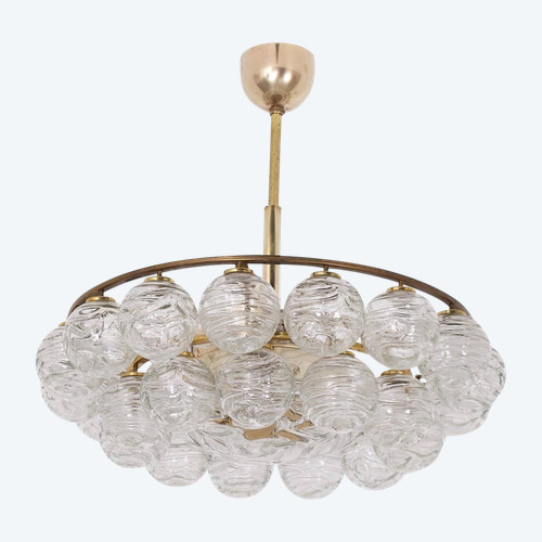 Lampadario da soffitto in ottone e cristallo “Snowball”