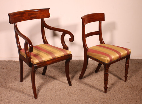 Set Of 6 Chairs And Two Armchairs In Mahogany - 19th Century