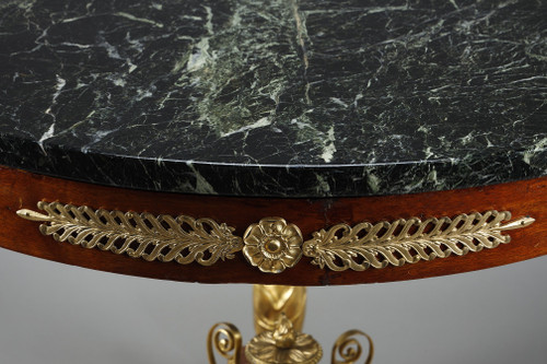 LARGE EMPIRE STYLE PEDESTAL TABLE IN MAHOGANY AND MAHOGANY VENEER