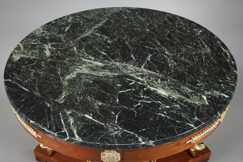 LARGE EMPIRE STYLE PEDESTAL TABLE IN MAHOGANY AND MAHOGANY VENEER