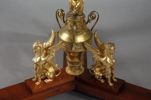 LARGE EMPIRE STYLE PEDESTAL TABLE IN MAHOGANY AND MAHOGANY VENEER