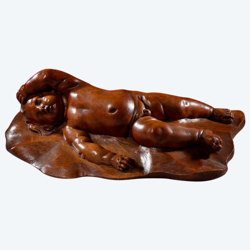 Very interesting Sleeping child in carved fruitwood attributed to Laurent Delvaux Ghent 1696- Nivel