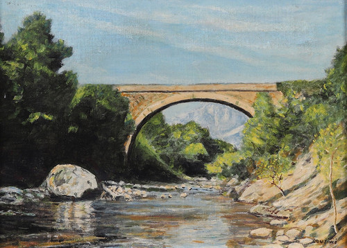 Corsica, near the Pont de Corte, signed M. Cousinié, French School