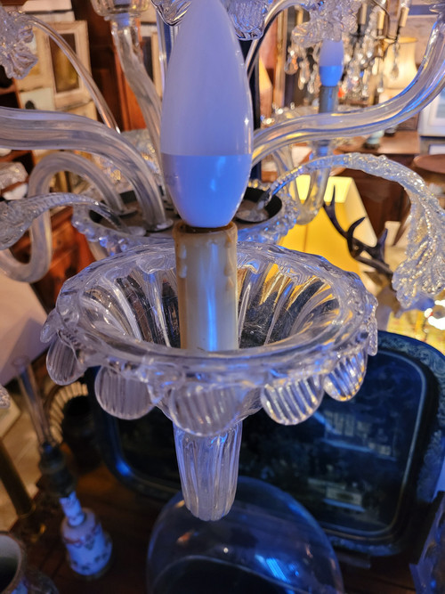 Classic Murano Chandelier in Clear Glass with 6 Venetian Lights