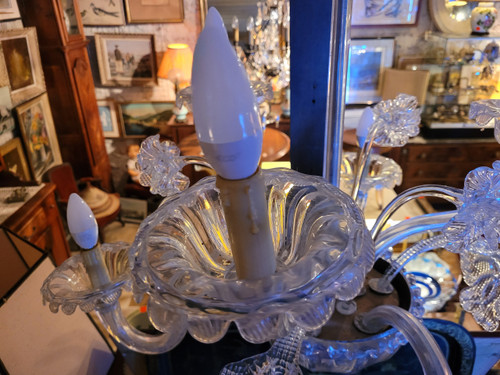 Classic Murano Chandelier in Clear Glass with 6 Venetian Lights