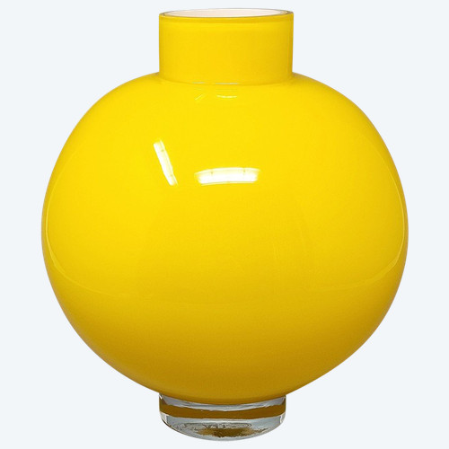 Wunderschöne gelbe Vase aus den 1970ern von Ind. Vetraria Valdarnese. Hergestellt in Italien