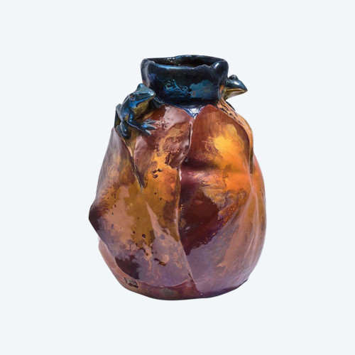 BACS, Vase aux Grenouilles & Nénuphars, Céramique Art Nouveau
