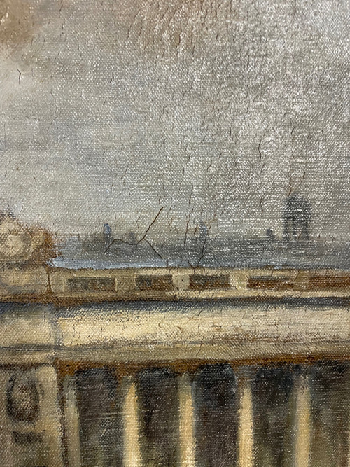 Painting View of Paris - Place De La Concorde Around 1940 Oil on Canvas
