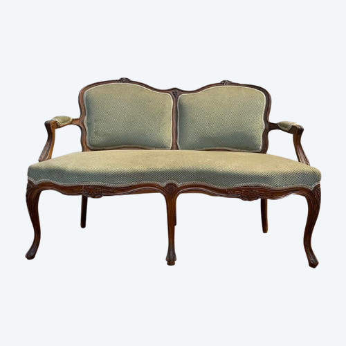Sofa - Bank aus grünem Samt im Louis-XV-Stil