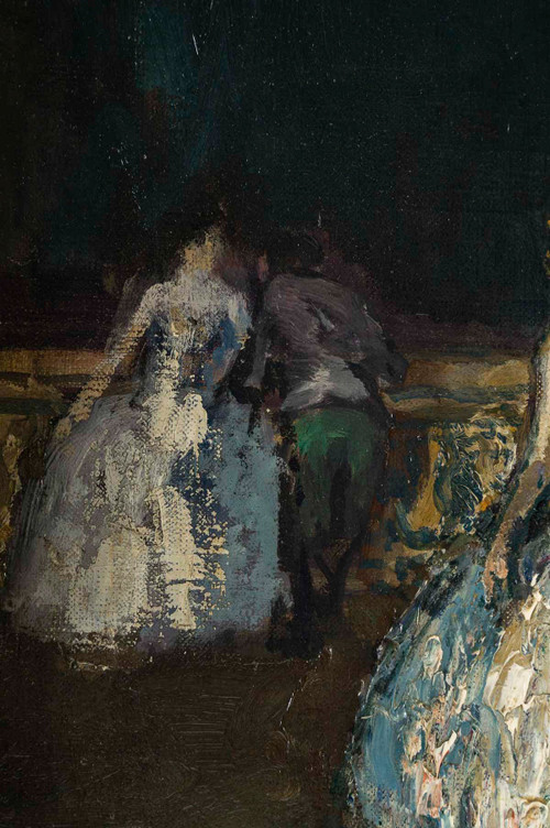 Marcel Cosson (1878-1956) Harlekin und Columbine in Venedig, Öl auf Leinwand um 1900