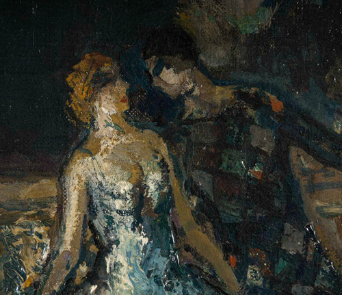 Marcel Cosson (1878-1956) Harlekin und Columbine in Venedig, Öl auf Leinwand um 1900