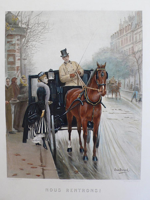 Paris Photogravure Ancienne d'Après Jean Béraud Daté 1891