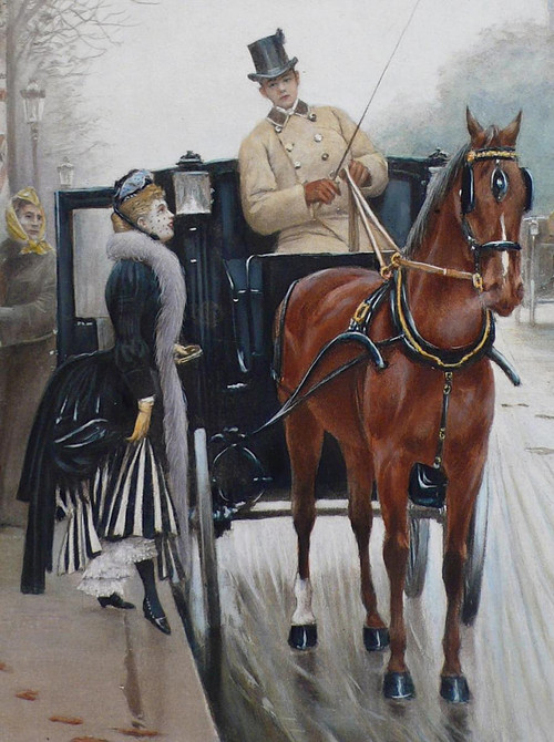 Paris Photogravure Ancienne d'Après Jean Béraud Daté 1891