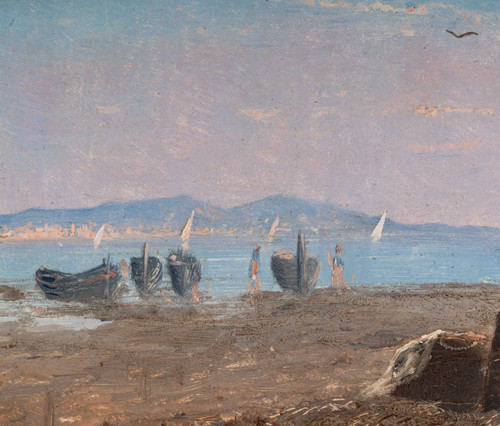 Frank William Warwick Topham (1838-1924) Capri La réparation des filets huile sur panneau vers 1863