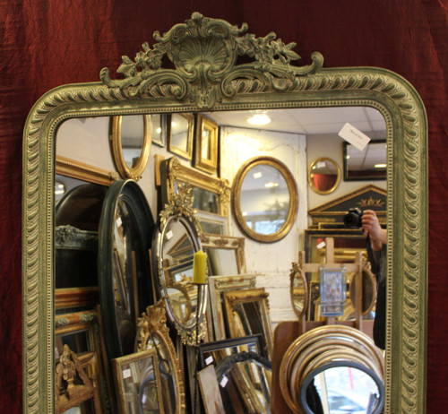 108 X 185 Cm Large Antique Napoleon III Patinated Mirror
