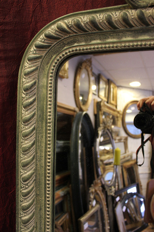 108 X 185 Cm Large Antique Napoleon III Patinated Mirror