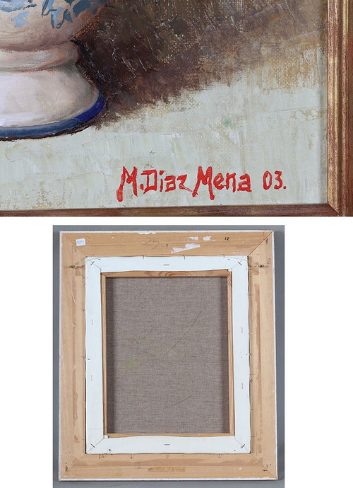 Fleurs, signé : Manuel Diaz MENA, daté : 2003, Ecole Espagnole