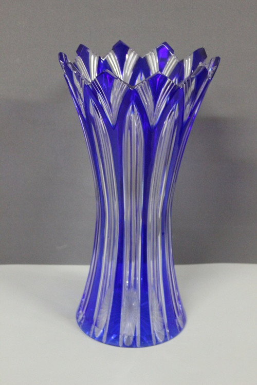 Große böhmische Kristallvase, Modell Lotus, um 1950