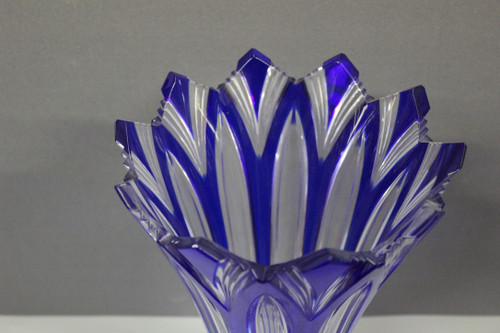 Große böhmische Kristallvase, Modell Lotus, um 1950