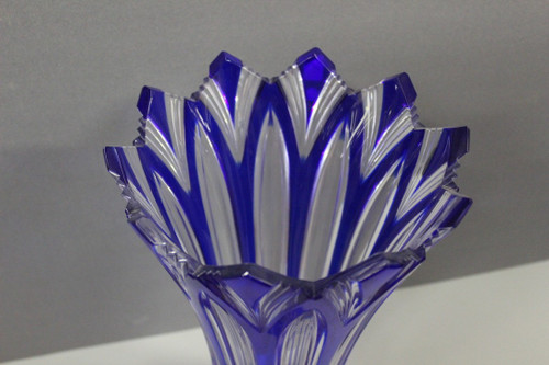 Große böhmische Kristallvase, Modell Lotus, um 1950