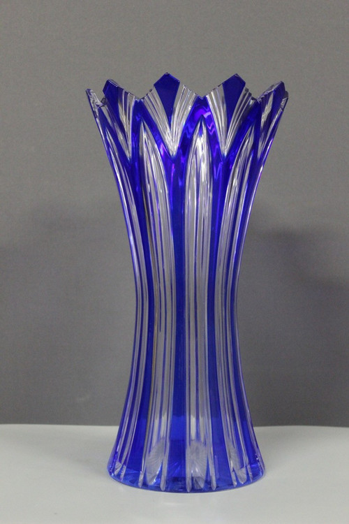 Große böhmische Kristallvase, Modell Lotus, um 1950