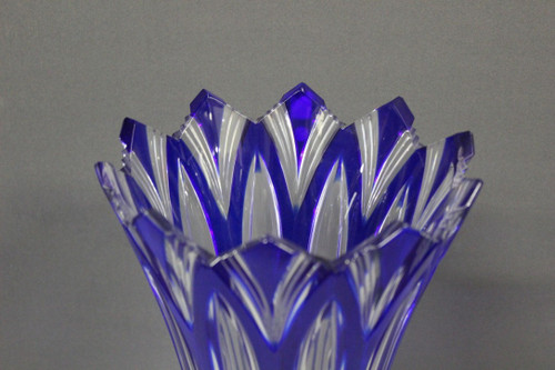 Große böhmische Kristallvase, Modell Lotus, um 1950
