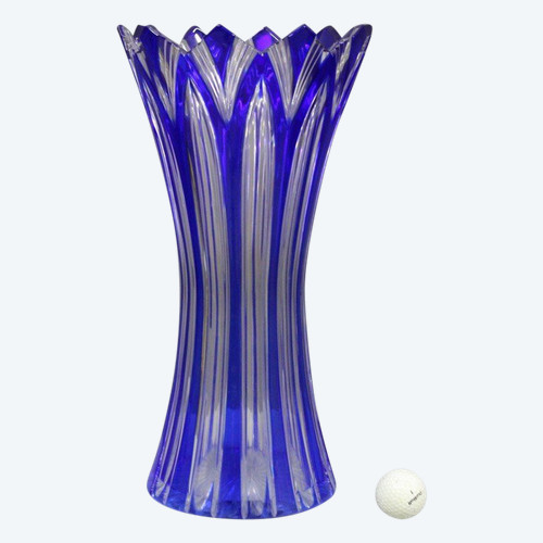 Große böhmische Kristallvase, Modell Lotus, um 1950