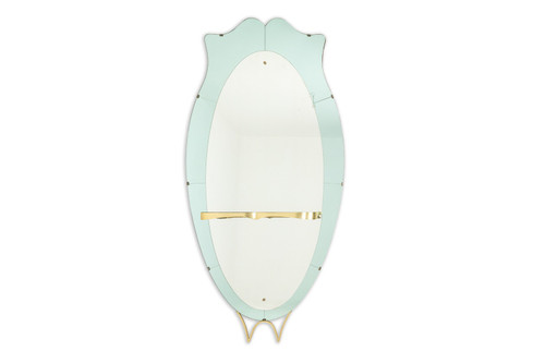 Miroir-console en verre bicolore et laiton doré. Circa 1950. LS60431154J